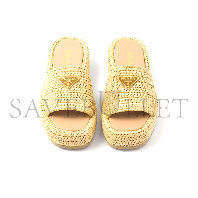 PRADA CROCHET FLATFORM SLIDES 1XZ761